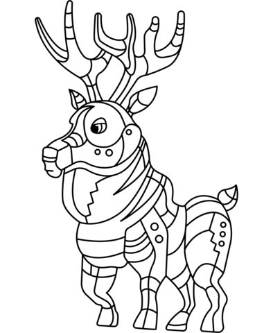 Abstract Deer Coloring Page